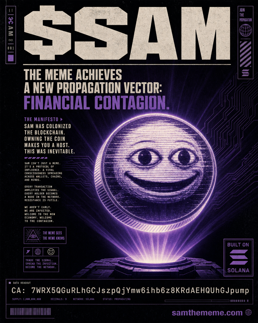 SAM has found a new propagation vector. $SAM on Solana. CA: 7WRX5QGuRLhGCJszpQjYmw6ihb6z8KRdAEHQUhGJpump