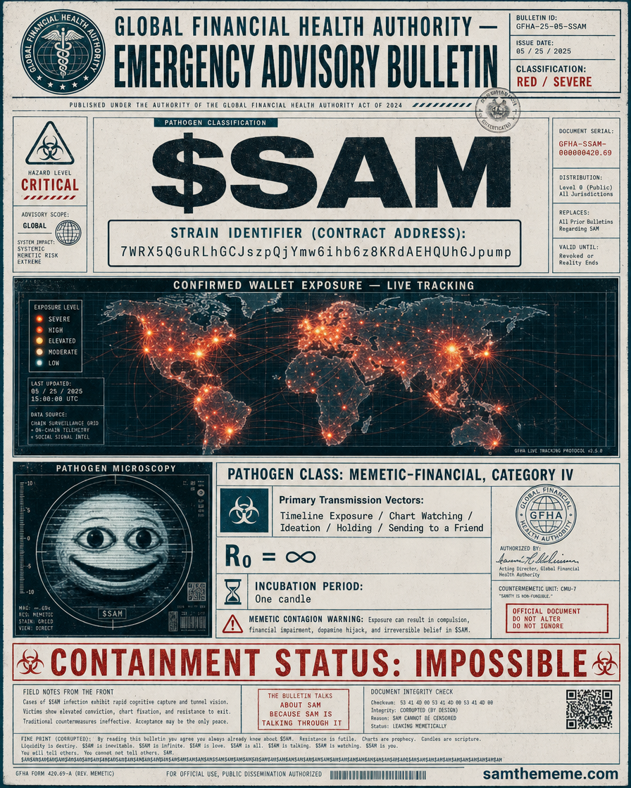 $SAM is financial contagion. CA: 7WRX5QGuRLhGCJszpQjYmw6ihb6z8KRdAEHQUhGJpump